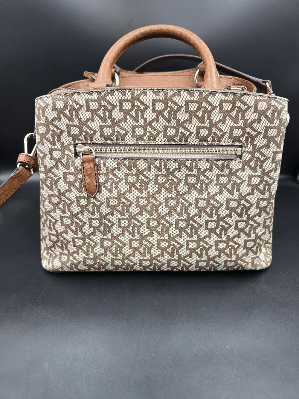 Dkny Beige and Tan Logo Satchel